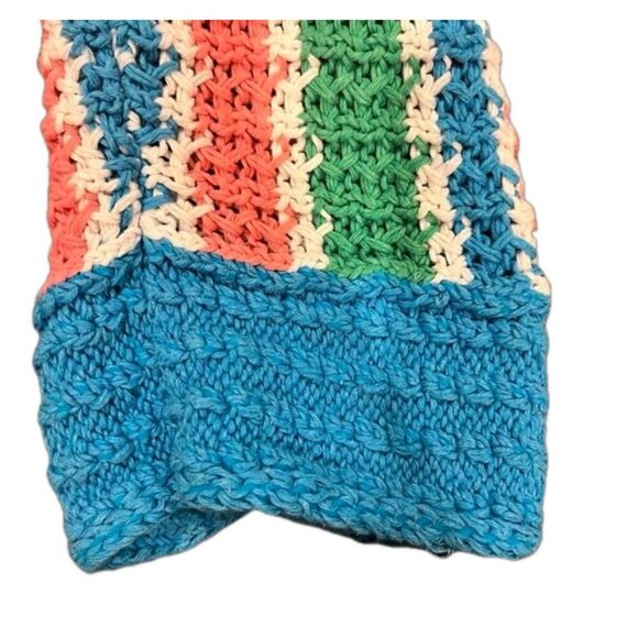 Zara Cardigan Sweater Crochet Knit Blue Pink Striped Casual Colorful, Size M - Picture 4 of 5